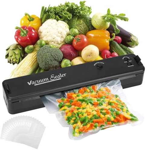 Máquina de envasado al vacío, Maquina al Vacio de Alimentos Automática con 20 Bolsas de Vacío, Selladora Automática de Alimentos Secos y Húmedos, Maquina al Vacio para Conservación de Alimentos