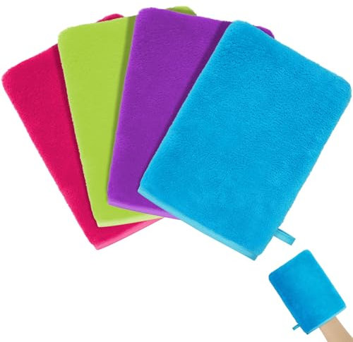 HOTUT 4 Pack Microfiber Body Wash Mitts, 15x20 cm Flannels Soft Shower Face Mitts, Face Cleansing Mitts, Soft Face Mitten, Bath SPA Cloth, Reusable Makeup Remover Mitt Gloves (4 Colors)