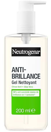 Neutrogena | Gel Nettoyant Anti-Brillance (flacon-pompe de 200 ml) – Nettoyant visage au citron vert et aloe vera (0,5%)