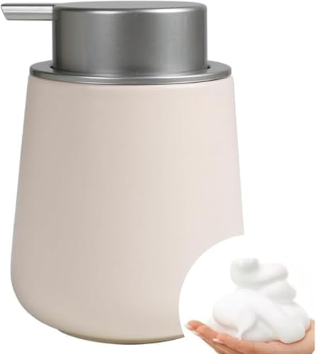 BosilunLife Seifenspender Reispulver, 350 ml Spülmittelspender Nachfüllbar, Großer Pumpenkopf für Leichtes Pressen, Stylisch und rutschfest, BPA-frei für Küche, Bad (Schaumseifenspender)