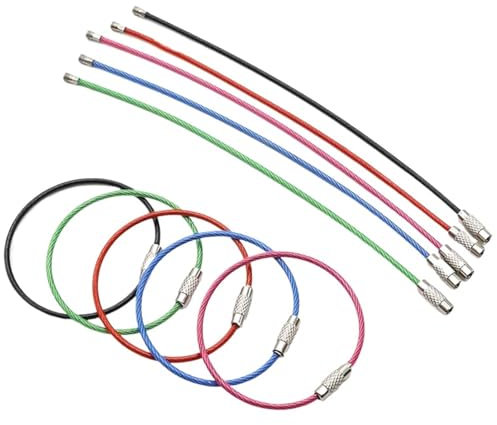 LHAODDUO 10Pcs Bunte EDC Edelstahl Karabiner Schlüsselbund Halter Draht Kabel Seil Schraube Locking Schlüssel Kette Outdoor Werkzeuge