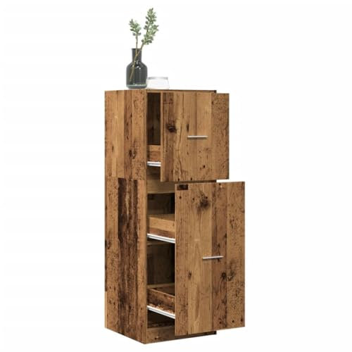 WKIEQACO Schränke und Aufbewahrung, Aufbewahrungsschränke und Schließfächer, Apothekerschrank, Altes Holz, 40 x 41 x 118 cm, Holzwerkstoff