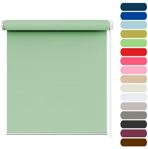 Tragbares temporäres dauerhaftes Verdunkelungsrollo für Reisen, 50 x 130 cm, gerader Rand, dimmbares Rollo, zartes grünes Muster, ideal für jeden Raum