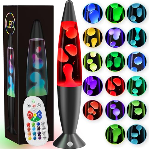 Soarling 13,5 Zoll Art Deco Liquid Motion Lampe, Fernbedienung 17 Farbwechsel Nachtlicht, Retro Stimmungslampe für Schlafzimmer Dekor, Kinder/Erwachsene Geschenk für Weihnachten, Party (Schwarz)