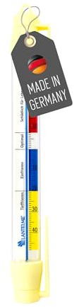Lantelme Kühlschrankthermometer Temperaturanzeige -48°C bis 40°C Analog | Mit Haken zum aufhängen aus Kunststoff Rund 21cm | Kühlschrank Gefrierschrank Kühltheke Thermometer (Zyl)