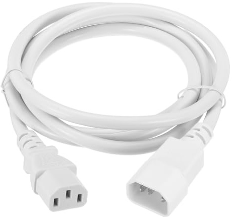 sourcing map 5ft 18 AWG White 18/3 Universal Power Cord C14 to C13 10A 250V 3-Prong Extension PDU Power Cables for PC,Computer,Printers,TV,AC Adapter,Laptop,Monitor