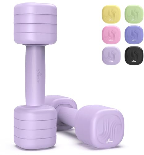 Sportneer Set di manubri regolabili da donna, set da 2 manubri da 1 a 2,5 kg, set di manubri regolabili 4 in 1, attrezzi per il fitness per la casa, per l'allenamento della forza, regalo (Viola)