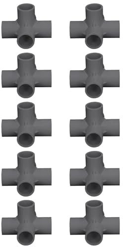 Akozon 10 PCs 25 Mm PVC 5 -Wege Rohranschluss Vielseitiger Ellbogenrohranschluss für Gewächshäuser, Möbel und Zeltbaugruppen (BLACK)