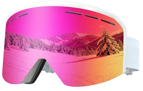 MXJ Gear Masque de Ski,YH359 Masque Lunettes de Ski pour Hommes Femmes Jeunes,Anti-UV Anti-Buée Lunettes de Snowboard,OTG Ajustables Lunette de Ski