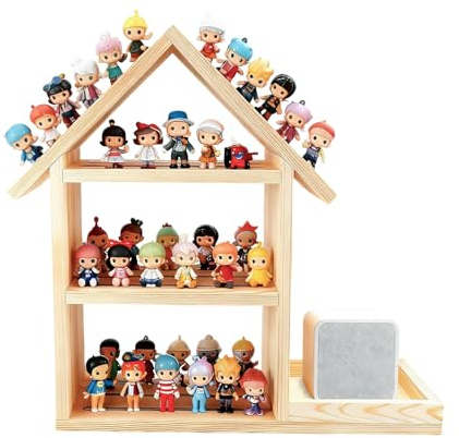 Nastopee to-nie Regal, Hausform Aufbewahrung Regale für 85, Magnetisches to-niebox Regal für to-nie Box und Figuren, Wand to-nieregal Holz Für Jungen & Mädchen