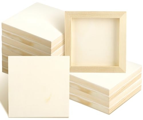 LDHHYH 24 Pack Unfinished Wood Panel Boards, 12x12cm Wooden Painting Panels, Square Wood Cradled Painting Canvas Panel Boards for Painting, Drawing, Watercolor, Encaustic Art, DIY Crafts