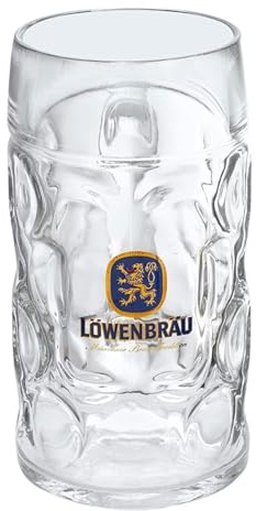 Zum Franziskaner LÖWENBRÄU Oktoberfest Bierkrug 1,0 Liter | Das Original | Oktoberfest Maßkrug aus Glas | München Deutschland Tradition Bierkarten