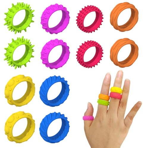 12 Pcs D'activité Sensorielle Fidget Toys Anti Stress, Anneaux en Silicone Jouets Sensoriels Anti-Stress Ring Toys pour Soulager Le Stress et Soulager L'anxiété, pour Anxiety, ADHD, Autisme