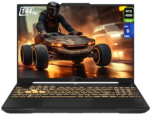 ASUS TUF F16 Gaming Laptop, Intel 5-210H, 32 GB DDR5 RAM, 1 TB PCIe SSD, 16'' FHD+ (1920x1200, WUXGA) 144Hz IPS Display, Nvidia G-Force RTX 4050, 1-Zone RGB Backlit Keyboard, W11 Home, Mecha Gray