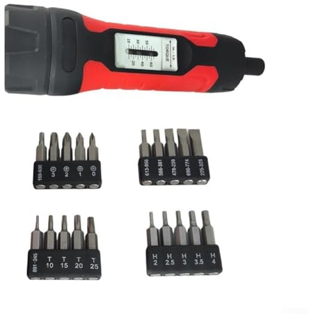 Besttoolifes Destornillador de torsión manual preestablecido, llave dinamométrica ajustable de 1/4 pulgadas con mango ergonómico antideslizante, tipo clic para 10-65 pulgadas (1 juego)