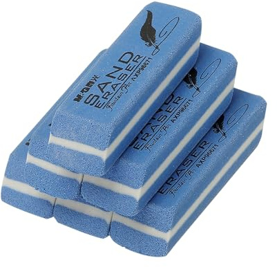 PATIKIL 6 Pcs Sand Erasers, Frosted Eraser Block Easy to Clean Durable Bulk for Gel Ink Ballpoint Fountain Pen Office, AXP96671, Blue