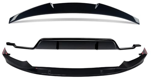Compatible for BMW G30 5 Series 3D Style Front Lip & Rear Diffuser Body Kit, Sedan Trunk Spoiler for 2017-2020(Glossly Black)