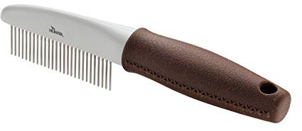 HUNTER SPA Pflegekamm mit rotierenden Zinken, zur Pflege von Deckhaar und Unterwolle, 21 x 4 cm, grau / braun