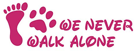 kleb-Drauf | 1 We Never Walk Alone | Pink - matt | Autoaufkleber Autosticker Decal Aufkleber Sticker | Auto Car Motorrad Fahrrad Roller Bike | Deko Tuning Stickerbomb Styling Wrapping