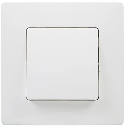 LEGRAND Pulsador de Pared 6A, Gama Niloé Monobloc, Mecanismo Completo con Marco, Blanco, 396428