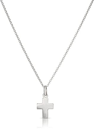 Kokomorocco - Colgante religoso Cruz Plana de Plata - Collar Elegante - Cadena Fina Ajustable - Plata de Ley