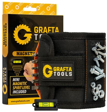 Grafta Magnetisches Armband mit magnetischer Mini-Wasserwaage, Werkzeug zum Halten von Werkzeugen, Schrauben, Nägeln usw.