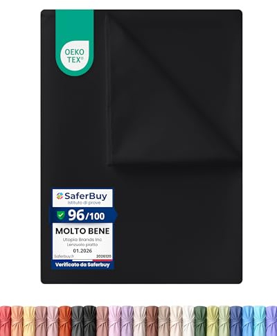 Utopia Bedding - Bettlaken ohne Gummizug - 167x243cm - Schwarz | Oeko-TEX Zertifiziert - Weich Gebürstetes Polyester - Mikrofaser Flaches Laken