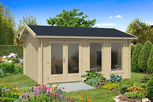 Alpholz Gartenhaus Valencia-40 XL aus Holz Holzhaus Wandstärke: 40 mm Blockbohlenhaus