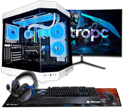 NitroPC - Pack Boost | PC Gaming Completo (AMD Ryzen 7 7800X3D 4.2 GHz/5 GHz, RTX 5070 12GB 3X, RAM 32GB RGB, M2 2TB, W11 Pro, RGB | WiFi, Monitor 27, Teclado, ratón, Cascos)