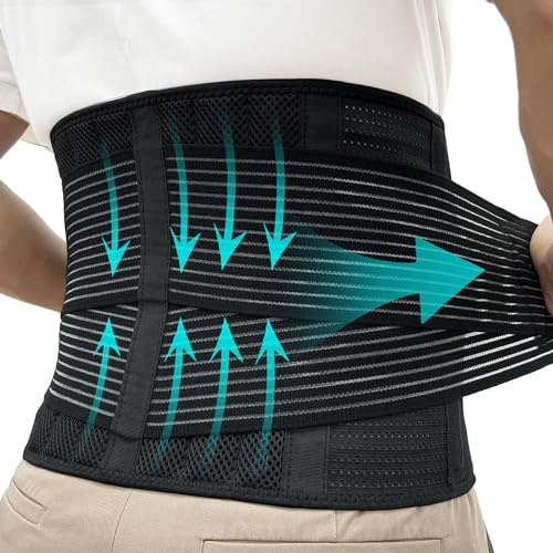 Back Brace for Women and Men, GYM Lumbar Support Belt Relieve Lower Back Pain with 8 Reinforce Bones, Belly Corset Body Shaper, Tummy Control, Slimming Girdle for Workout Sports Fitness GYM Black L