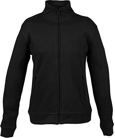 Niscioma Felpa da Lavoro Donna Zip Intera - Felpe Senza Cappuccio Tinta Unita Stampabili, Maglia Tuta Non Felpata Misto Cotone, Collo a Lupetto Zip Corta, Modello Geo