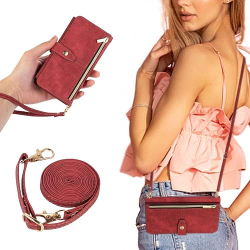 UEEBAI A13 A53 5G Retro PU Leather Case 9 Card Slots Zipper Pocket Handbag Case with Cross-body straps