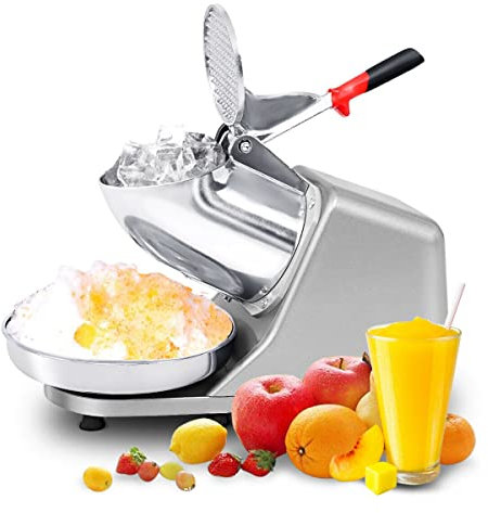 Electric Ice Crusher, 380W 2200 RPM Snow Cone Maker Machine w/Dual Stainless Steel Blades, Crushing 85kg Ice Per Hour, for Home & Commercial Use