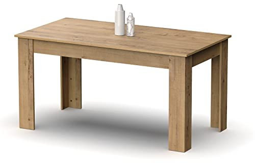 Muebles Pitarch | Tavolo da pranzo, tavolo da salotto o cucina, per 6 persone, rettangolare, 140x80 cm (larghezza x profondità), rovere gold, moderno, elegante, resistente