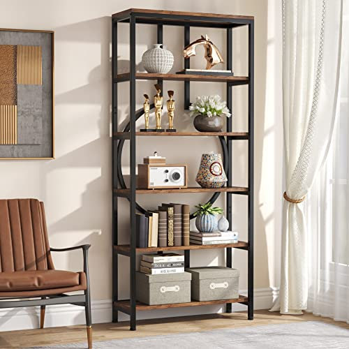 Tribesigns Bücherregal, Industrielles 6-stöckiges Etagere-Bücherregal, freistehend, hohe Bücherregale, Display-Regal, Aufbewahrungs-Organizer mit 5 offenen Ablageflächen für Wohnzimmer, Schlafzimmer