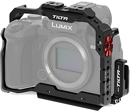 Tilta Jaula de cámara completa para Lumix S5 II/S5 IIX/G9 II con abrazadera de cable HDMI USB-C - Negro TA-T50-FCC-B | Incluye Abrazadera Cable, Con Riel NATO, Cold Shoe, Roseta ARRI, Placa Base Compatible Arca-Swiss, Negro