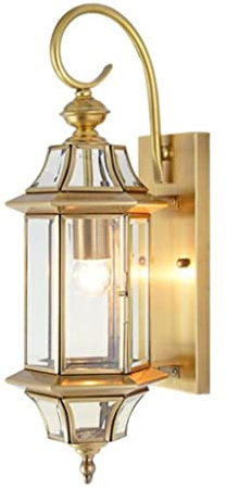 SXYSXYSXY Amerikanischen Messing Außenleuchte Vintage Glas Industrielle Außen-Wandleuchte Wasserdicht Wandlampe Wand-Außenleuchte E27 für Gartenpavillon Flur Veranden Eingänge