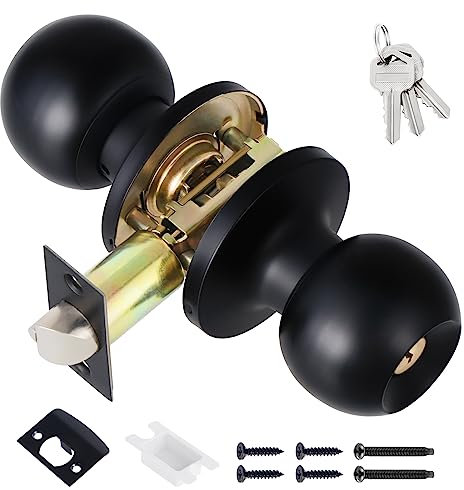 Knpwer Pomello per Porta Con Serratura a Chiave, in Metallo, Girevole, Rotondo