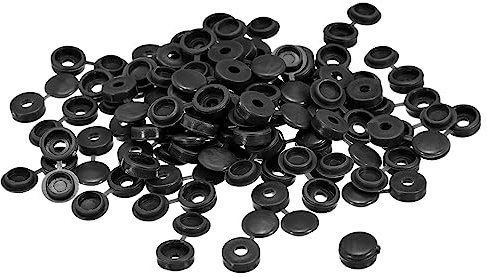 sourcing map 100Pcs 3mm Hinged Screw Cover Caps Plastic Fold Screw Snap Covers Washer Flip Screw Protection Cover for M1 M2 M3 Screws, Black