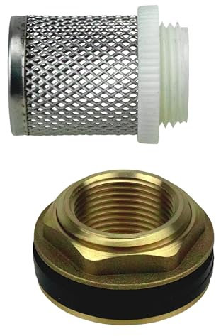 Regentonnendurchführung 3/4 Innengewinde Faßverschraubung Inkl. Edelstahl Filtersieb rostfrei für Fass Regentonne Zisternen (3/4 mit Saugkorb)