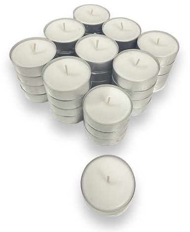 METRO Professional Maxi Teelichter, Paraffin, Ø 5.7 x 1.9 cm, 8 Stunden Brenndauer, weiß, 36 Stück