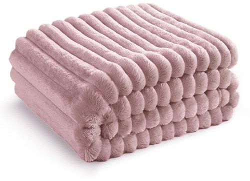 BEDSURE Kuscheldecke 130x170 Zimmer Deko - Tagesdecke, Rosa | Geschenke für Frauen, Weich Sofadecke & Wolldecke, Warme Grobe Korddecke für Couch, Schlafzimmer & Wohnzimmer,Waschbar