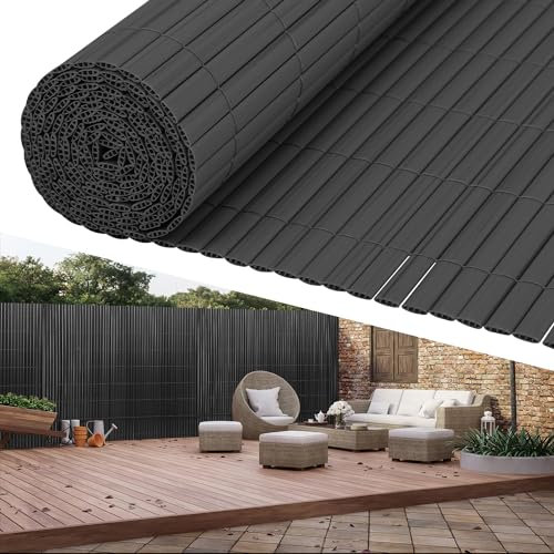 Tubiaz Brise-vue en PVC - 100 x 800 cm - Clôture avec renfort interne - Brise-vue - Protection contre le vent - Protection solaire - Avec serre-câbles - Gris