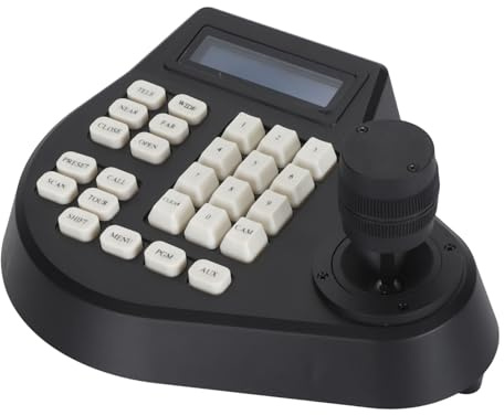Garsent Analoger 3D-Tastatur-Joystick-Schwenk-Neige-Zoom-Controller, für Analoge CCTV-PTZ-Dome-Kameras, PELCO D/P RS485, 3D-PTZ-Kamera-Tastatur-Controller, LCD-Display (EU-Stecker)