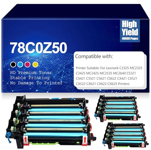 SXLXYOF 78C0Z50 Bildeinheit-Kit für Lexmark C2325 MC2325 C2425 MC2425 MC2535 MC2640 CS321 CS421 C5521 C5621 CS622 CX421 CX521 CX522 CX621 CX622,3 Set-78C0Z50