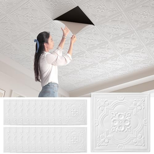 20 Stück 3D Wandpaneele,35x35cm Dekoren Wandverkleidung Deckenverkleidung Wanddekoration für Wohnzimmer, Schlafzimmer, Büro (025)