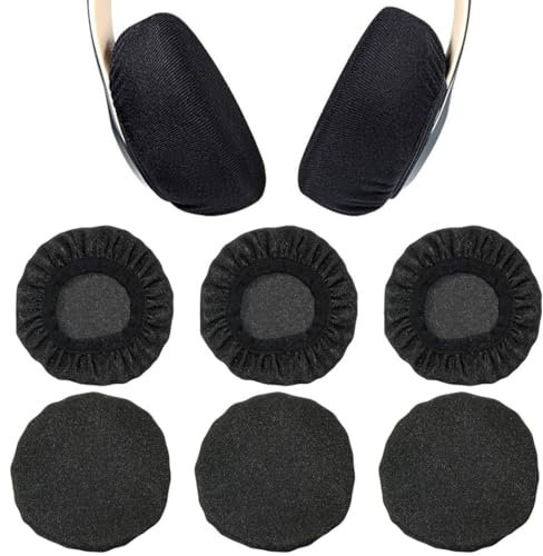 6 Pièces Coussinets d'Oreilles pour Casque, Housses de Casque Extensibles Lavables, Housses d'Oreilles pour Casque en Tissu Flexible, Protection contre la Sueur pour Salle de Sport, Jeux (Noir)