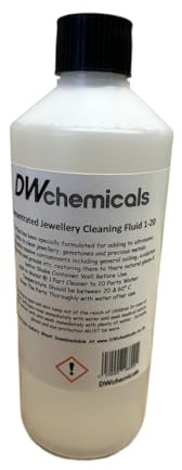DWchemicals 500ml Super Concentrated Ultrasonic Jewellery Cleaning Fluid 20-1 Gold, Silver