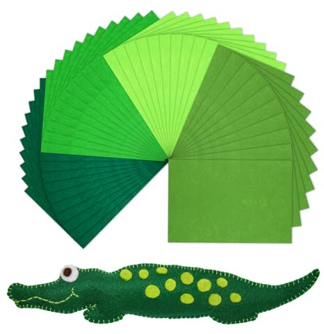Farbige Filz, 40 Stück Bastelfilz, 1mm Dickes 20 x 30 cm Filzstoff | Quadrate Filz Basteln für DIY Handwerk Nähen Manual Decoration(Grün Serie)