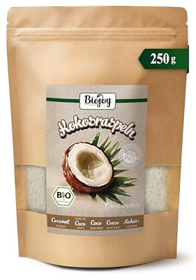 Biojoy BIO Kokosraspeln getrocknet, ungesüßt und ungeröstet, 250 g | Kokosflocken, ungeschwefelt, ohne Zuckerzusatz